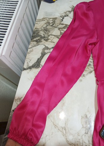 Pembe Uzun Kollu Piliseli kız çocuk Elbise - Görsel 5