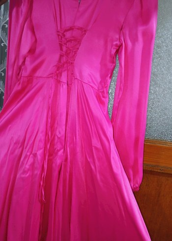 Pembe Uzun Kollu Piliseli kız çocuk Elbise - Görsel 2