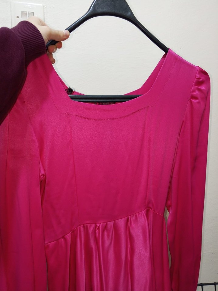 Pembe Uzun Kollu Piliseli kız çocuk Elbise - Görsel 3