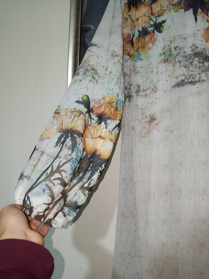 Bohem Uzun Kollu Piliseli Uzun Elbise - Görsel 2