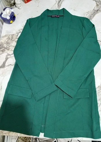 Kadın Yeşil Uzun Ceketli Takım Elbise - Görsel 2