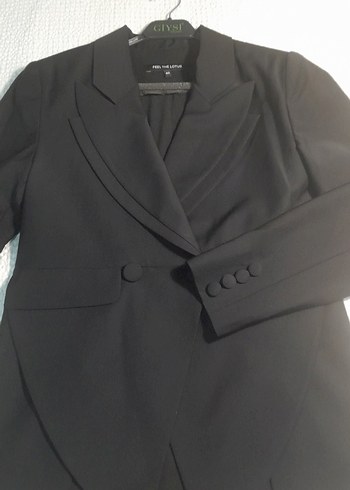 Düğmeli Siyah Kadın Blazer Ceket
