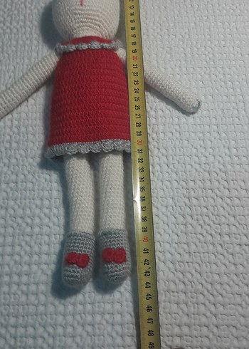Beden Kırmızı Elbise ve Fiyonklu Tavşan Oyuncak