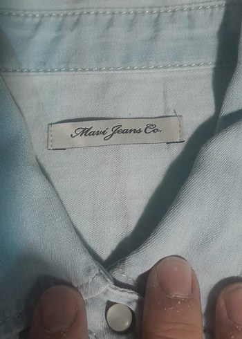 m Beden Mavi Kadın Denim Gömlek Uzun Kollu