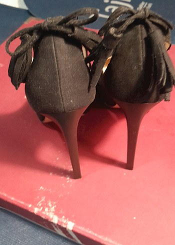 Siyah süet Stiletto Topuklu Kadın Ayakkabı - Görsel 3