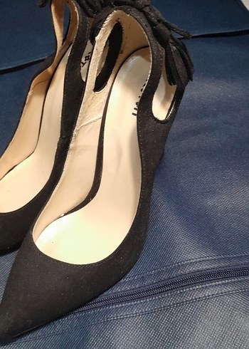 Siyah süet Stiletto Topuklu Kadın Ayakkabı - Görsel 4