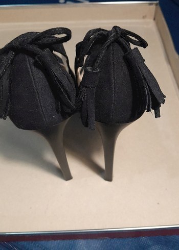Siyah süet Stiletto Topuklu Kadın Ayakkabı - Görsel 5