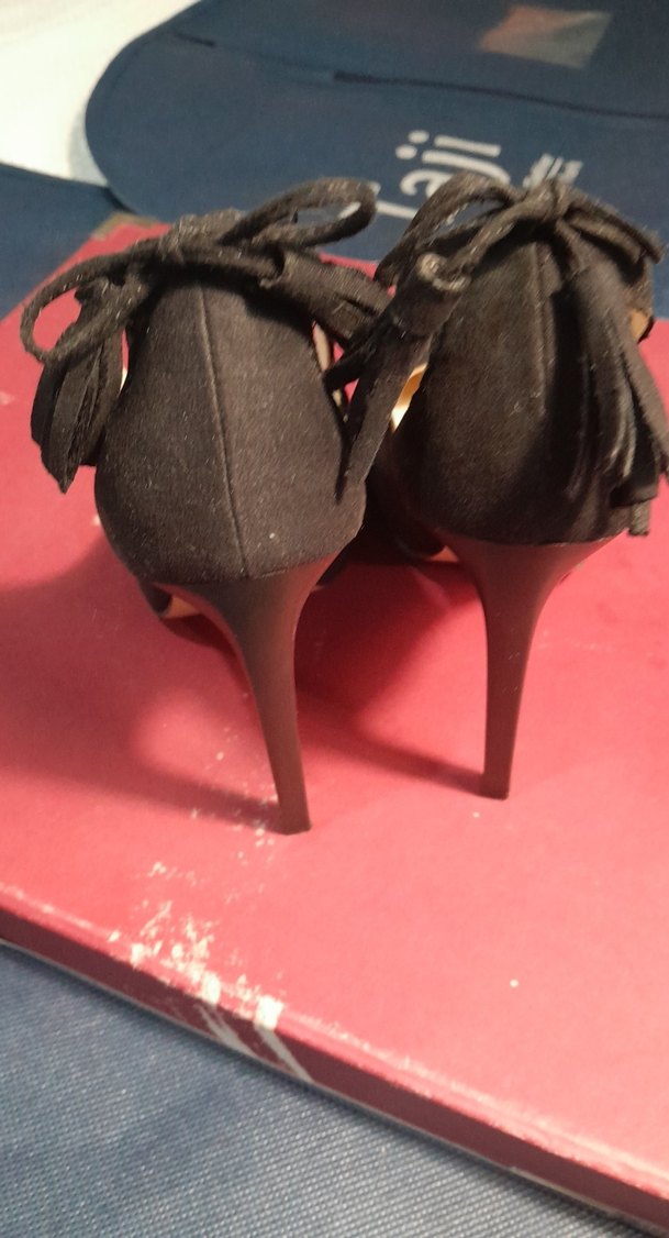 Siyah süet Stiletto Topuklu Kadın Ayakkabı - Görsel 3