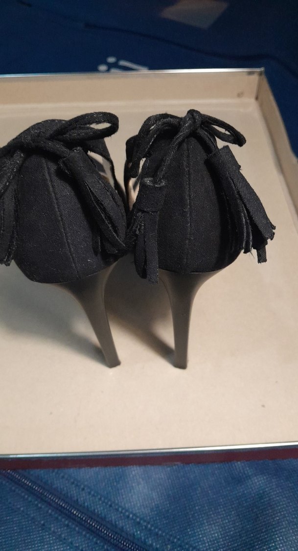 Siyah süet Stiletto Topuklu Kadın Ayakkabı - Görsel 5