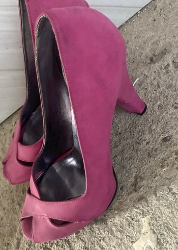 Zara Pembe Süet Dolgu Topuklu Kadın Abiye Ayakkabı