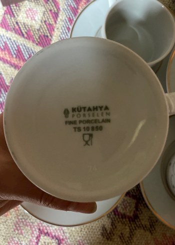  Beden Beyaz Gri Desenli 6'lı Porselen Fincan Seti