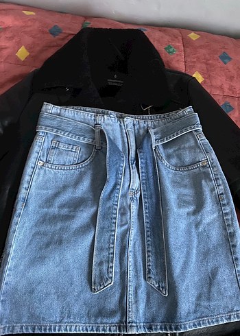 LC Waikiki Kadın Gri Kot Midi Etek
