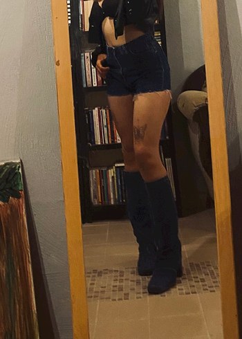 s Beden Siyah Mini Denim Şort