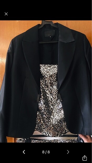 Aker marka bir kez giyilmiş saten etek ceket takım - Görsel 6