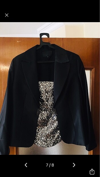 Aker marka bir kez giyilmiş saten etek ceket takım - Görsel 7