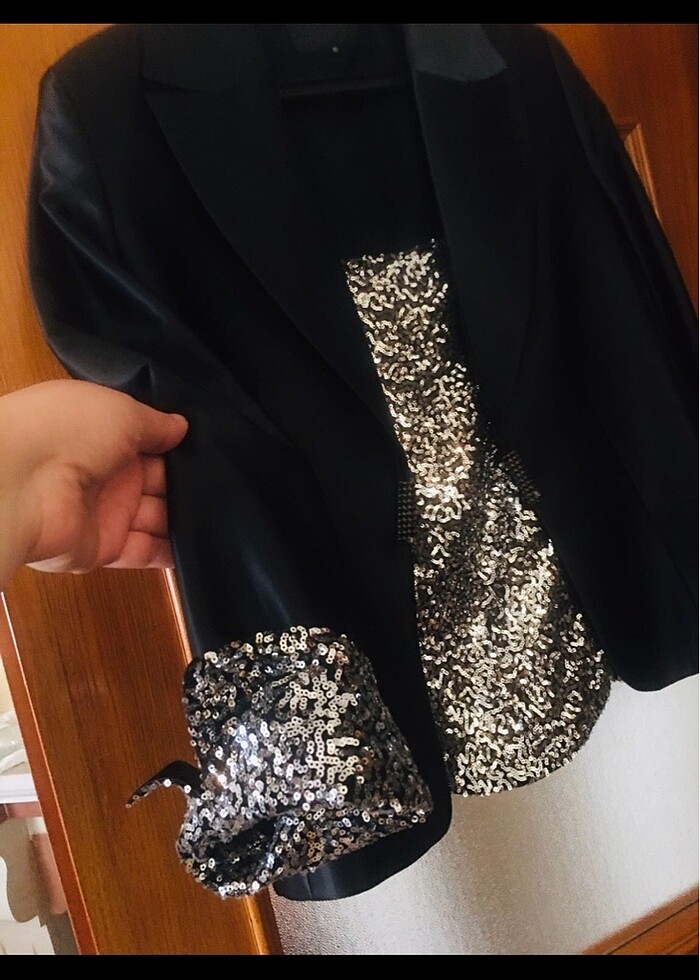 Aker marka bir kez giyilmiş saten etek ceket takım - Görsel 4