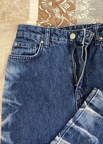 38 Beden lacivert Renk Bol Kesim Mavi Denim Pantolon