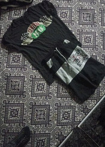 Erkek Siyah Kısa Kollu Baskılı Pijama Takımı - Görsel 3