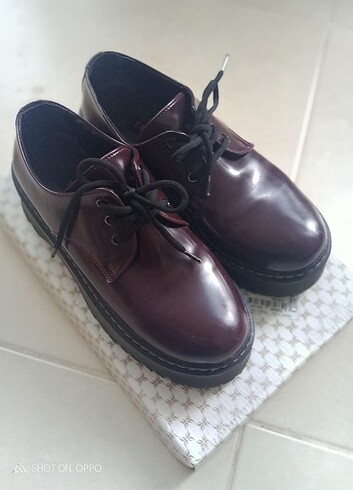 Tergan Bordo Rugan Platform Ayakkabı