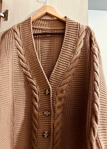 Kadın Kahverengi Örgü Hırka - Görsel 2