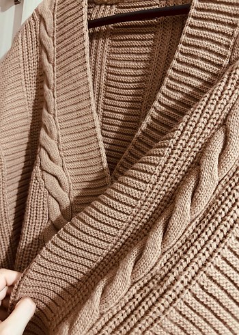 Kadın Kahverengi Örgü Hırka - Görsel 6
