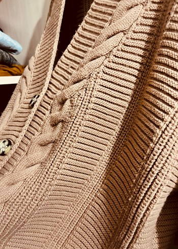 Kadın Kahverengi Örgü Hırka - Görsel 3