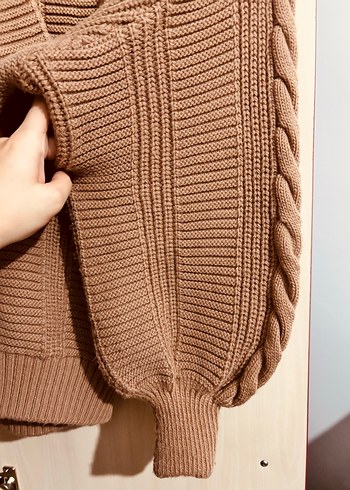 Kadın Kahverengi Örgü Hırka - Görsel 4