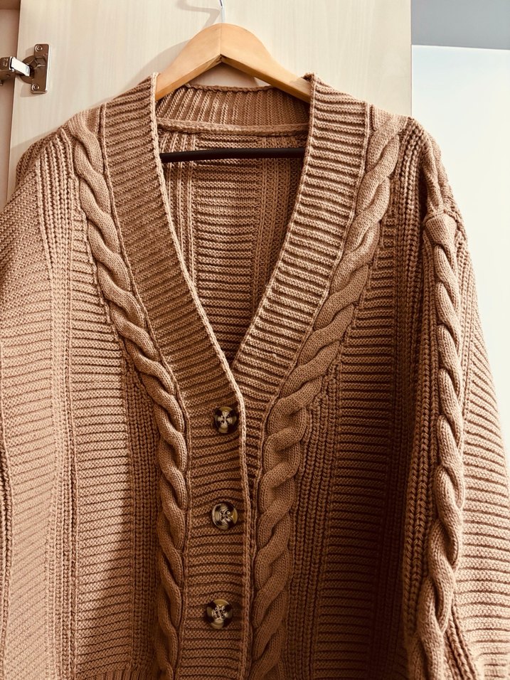 Kadın Kahverengi Örgü Hırka - Görsel 2