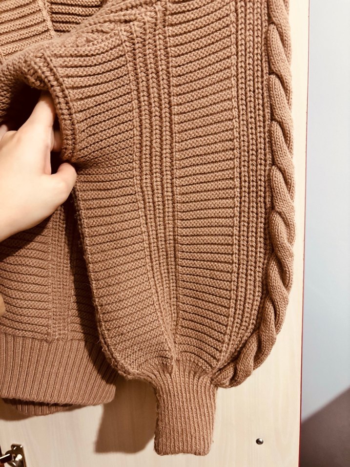 Kadın Kahverengi Örgü Hırka - Görsel 4