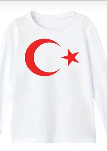 Uzun Kollu Erkek Çocuk Beyaz Tişört