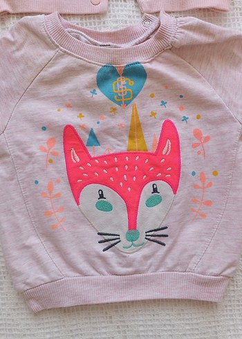 Kız Çocuk Kapüşonlu Sweatshirt ve Yelek Seti - Görsel 3