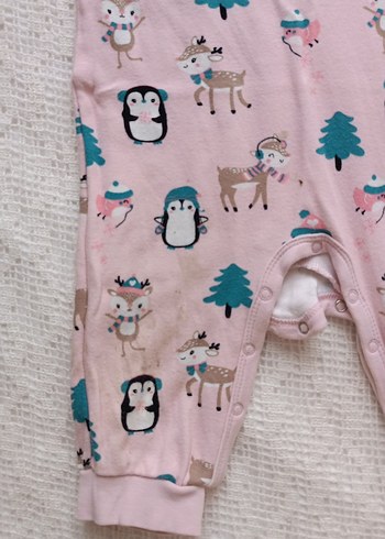 Pembe Desenli Triko Bebek Tulumu - Görsel 2