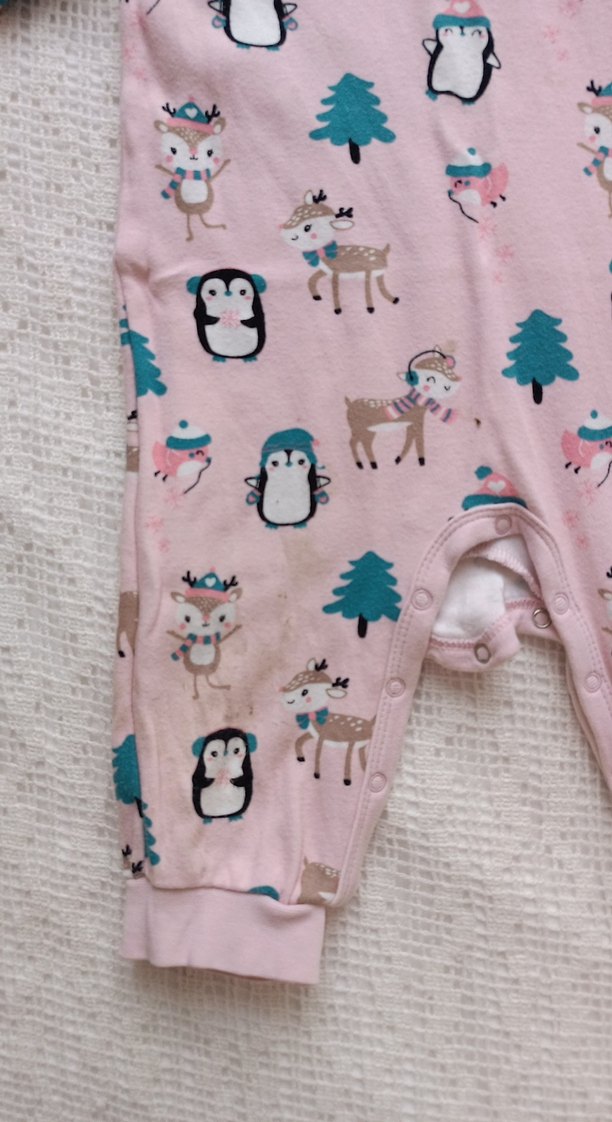 Pembe Desenli Triko Bebek Tulumu - Görsel 2