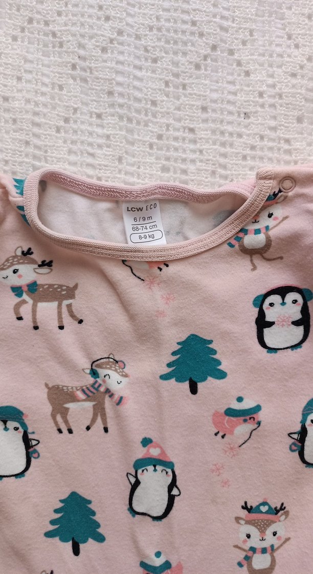 Pembe Desenli Triko Bebek Tulumu - Görsel 3