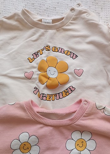 Kız Çocuk Pembe Çiçekli Uzun Kollu Sweatshirt - Görsel 4