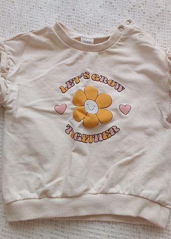 Kız Çocuk Pembe Çiçekli Uzun Kollu Sweatshirt - Görsel 6