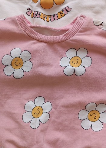 Kız Çocuk Pembe Çiçekli Uzun Kollu Sweatshirt - Görsel 5