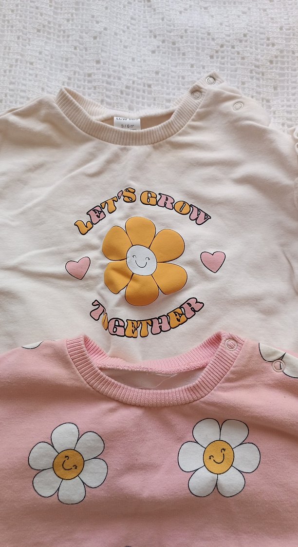 Kız Çocuk Pembe Çiçekli Uzun Kollu Sweatshirt - Görsel 4