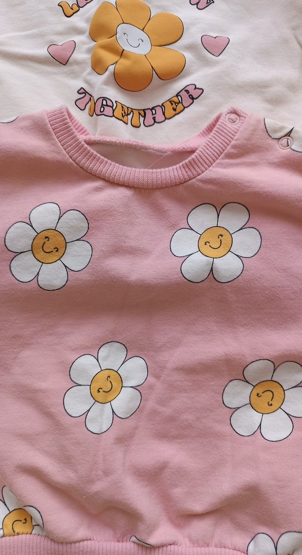 Kız Çocuk Pembe Çiçekli Uzun Kollu Sweatshirt - Görsel 5