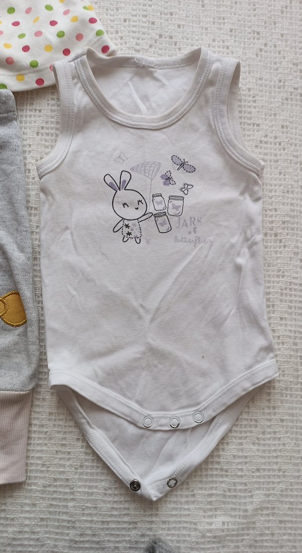 Bebek Kız Örgü Üçlü Takım Gri Beyaz - Görsel 4