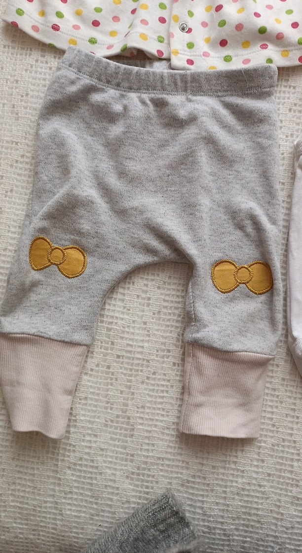 Bebek Kız Örgü Üçlü Takım Gri Beyaz - Görsel 3