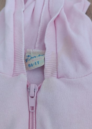 Nakışlı Pembe Kapüşonlu Bebek Takımı - Görsel 5