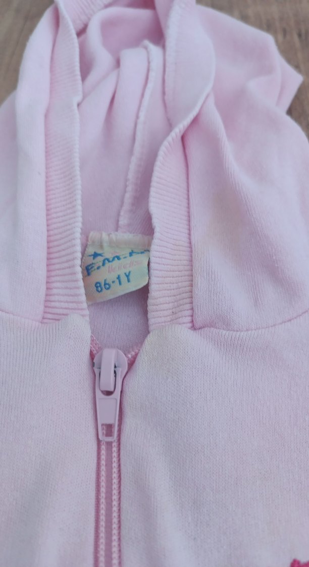 Nakışlı Pembe Kapüşonlu Bebek Takımı - Görsel 5