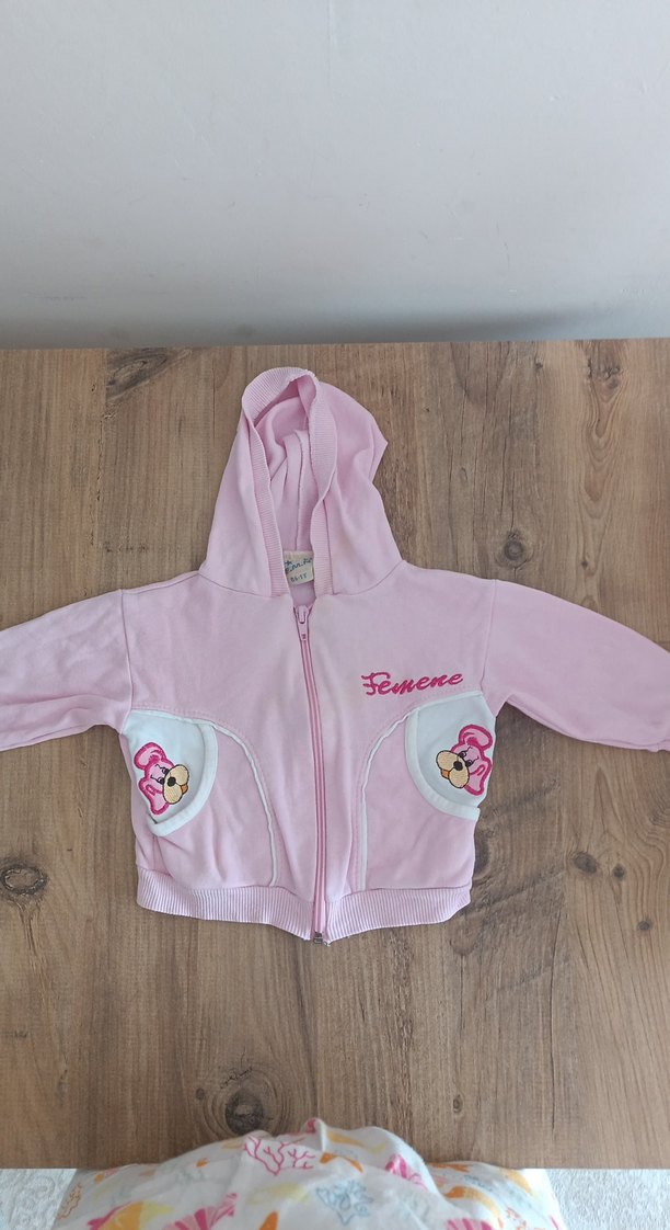 Nakışlı Pembe Kapüşonlu Bebek Takımı - Görsel 3