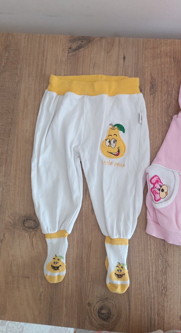 Nakışlı Pembe Kapüşonlu Bebek Takımı - Görsel 2