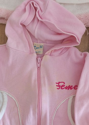 Kız Çocuk Kapüşonlu Fermuarlı Pembe Sweatshirt ve Yelek - Görsel 4