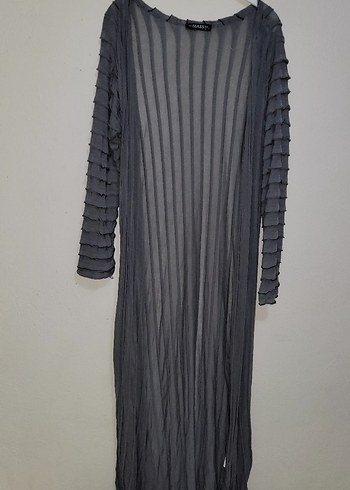 Abiye mass gri uzun hırka pareo kaftan