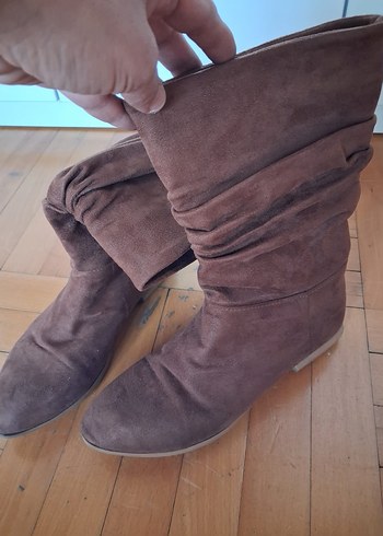 Kahverengi Süet Kadın Dolgu Topuklu Bot - Görsel 3