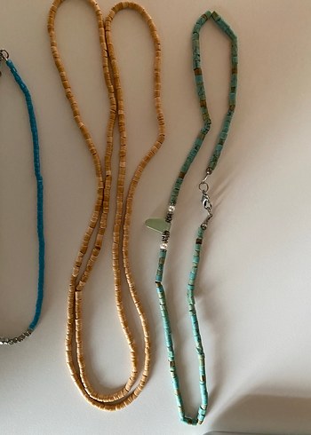 Uzun Turkuaz Boncuklu Bohem Kadın Kolyesi - Görsel 3