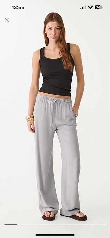 s Beden gri Renk keten pantalon